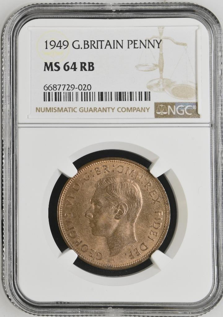 Great Britain 1 Penny 1949 NGC MS 64 RB