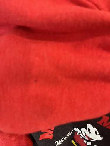Disney Mickey Mouse Letterman Jacket Zip Hoodie Youth Red Black sherpa lined - Picture 5 of 22