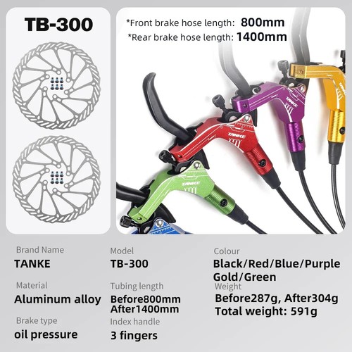 MTB Hydraulic Disc Brake Set 160mm Rotors Oil Calliper Plate Front Rear Brake - Picture 3 of 48