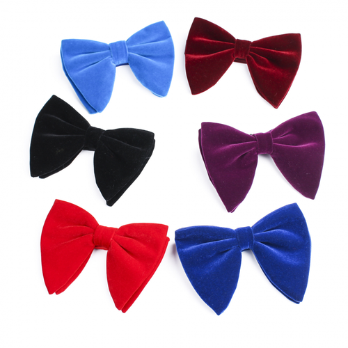 Men Velvet Oversized Pre-tied Bow Tie Pocket Square Cufflink Bowtie Hanky Set - Picture 3 of 19