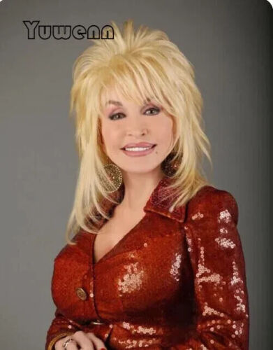 Dolly Parton Layered Blonde Synthetic Hair Classic Cap Wigs With Bangs Natural - Picture 2 of 4