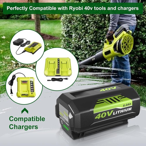 2Pack 6.0Ah Replacement for Ryobi 40V Lithium OP40602 Battery With LED & Charger - Picture 10 of 16