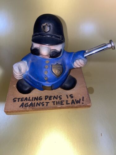 Vintage Desk Pen Holder Policeman Figural