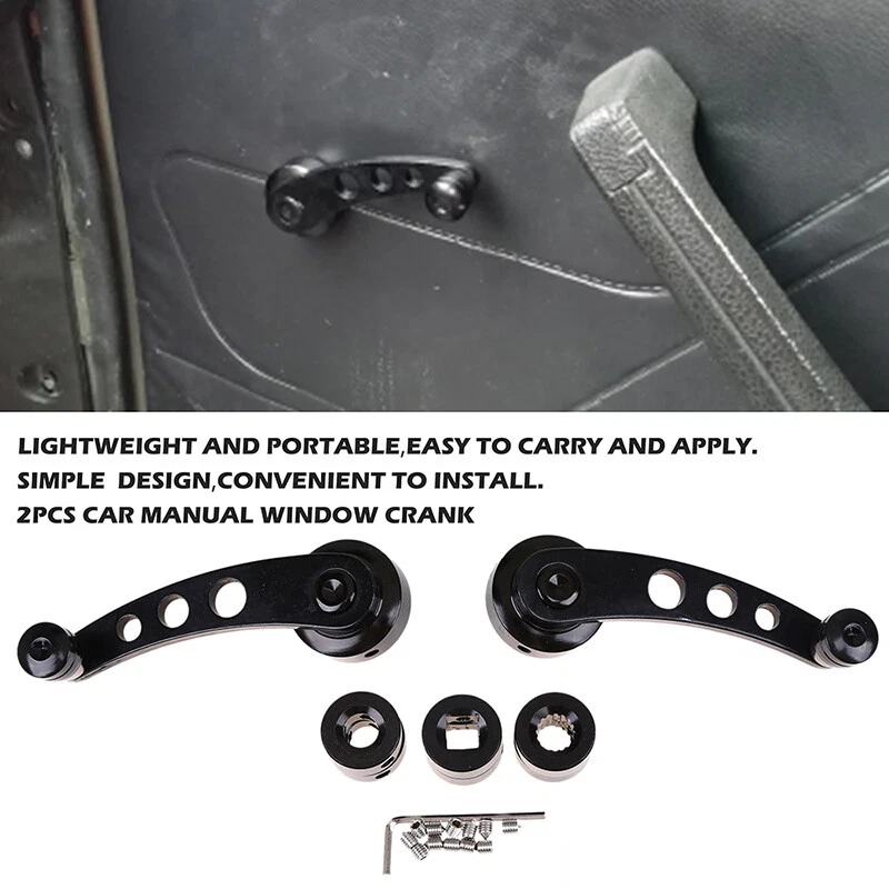 Par de manivela de ventana de aluminio Billet cromada para Hot Rod Chevy Ford Chrysler Foto 3 de 4