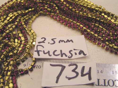 Ft Vtg 2.5mm Rhinestone Swarovski Crystal Brass 4 Prong Set Chain Jewelry Craft - Picture 28 of 48