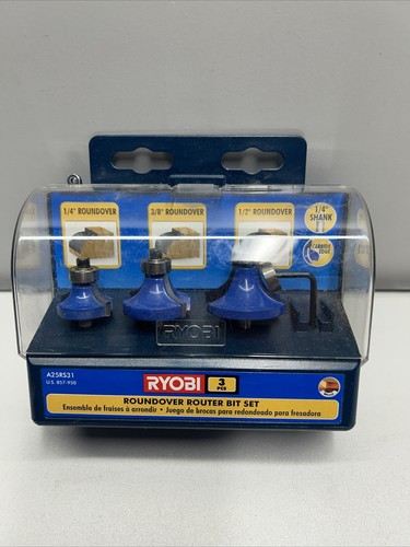 1 BIT used once New Ryobi Roundover Router Bit Set 3 Pcs Carbide Edge 1 ...