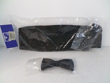 Arrco Men's Cummerbund  Bowtie Solid BLACK Color Cummerbund Bow Tie Set NEW