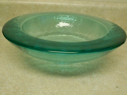 Fire and Light Recycled Glass Aqua Blue Wide Lipped Bowl 10 5/8" - - Picture 5 of 5