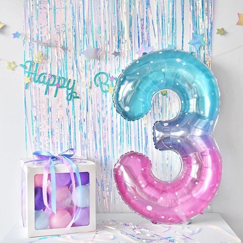 40 Zoll Meerjungfrau Stil riesige Zahl Folie Ballons Mädchen Geburtstag Luft & Helium Dekor - Bild 7 von 11