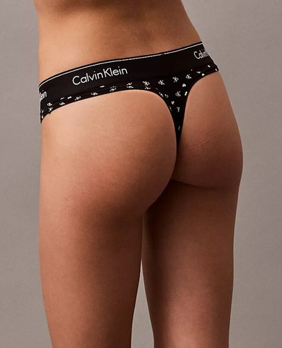 Perizoma Calvin Klein QF8259 "Icon" cotone/modal logo nuovo con etichette, stampa bianco/nero - Foto 5 di 5