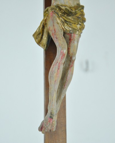 "Korpus Christi" Holz geschnitzt barock 23/65 cm Lindenholz Standkreuz Sockel - Bild 9 von 15