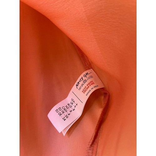 Nasty Gal Collection peach satin Contrast Binding Satin Pajama Set size 4 - Picture 10 of 13