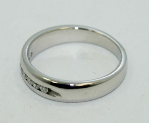 Set Canale Brillante Tondo Platino 1/5 Ct * DIAMANTE * Fede Nuziale ~ Taglia 8 - Foto 4 di 4