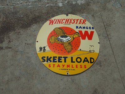 Lot of 2 Porcelain Winchester Leader Sign 12 X 12 Inches