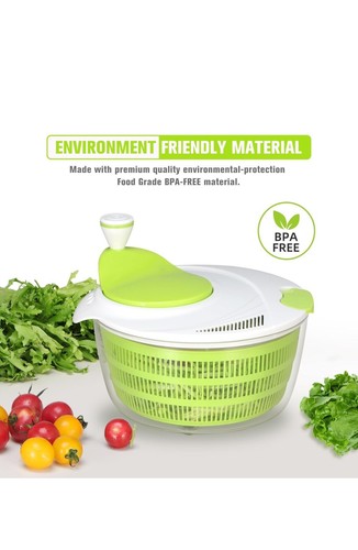 Smile mom Salad Spinner Large Lettuce Kitchen Gadgets, 4QT, Green - Picture 3 of 5