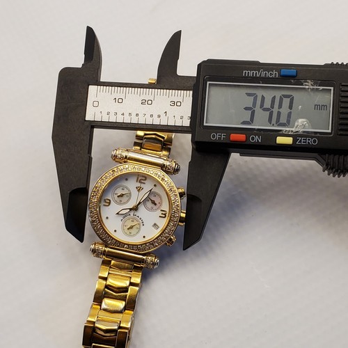 AQUA MASTER WOMEN'S QUARTZ WATCH CHRONOGRAPH DIAMOND BEZEL NEW BATTERY  - Picture 8 of 10