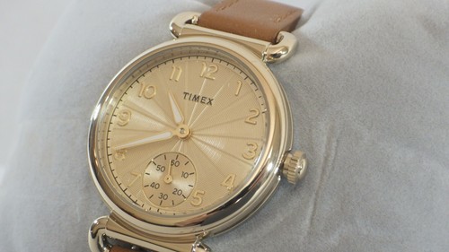 Timex Ladies TW2T88000 Model 23 Gold Tone Watch w/ Tan Leather Band - 第 2/10 張圖片