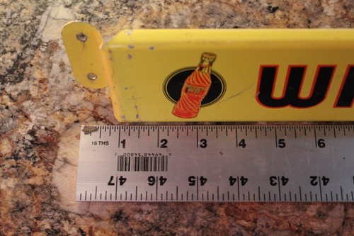 RARE 1950s WISHING WELL ORANGE STAMPED PAINTED METAL DOOR PUSH BAR SIGN SODA POP - Picture 3 of 16