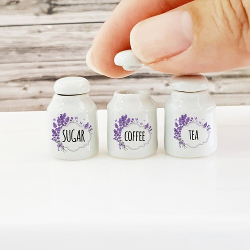 Miniatures Ceramic Handmade Canister Dollhouse Accessories Kitchen Decor Set - Picture 2 of 8