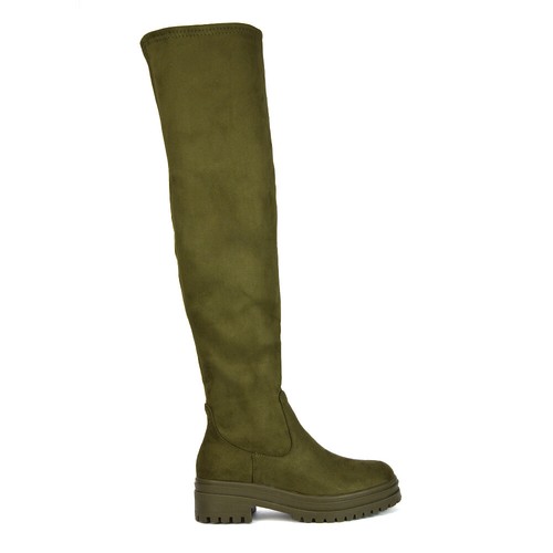 Womens Over The Knee Boots Ladies Chunky Sole Stretch Leg Thigh High Biker Size - Picture 64 of 69