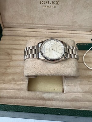 ROLEX 18K WHITE GOLD DOUBLE QUICKSET PRESIDENT 118239 36MM