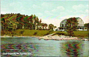 Postcard-South-Brooksville-Maine-c-1907-1915-Bay-View-Hotel-Water-Lake