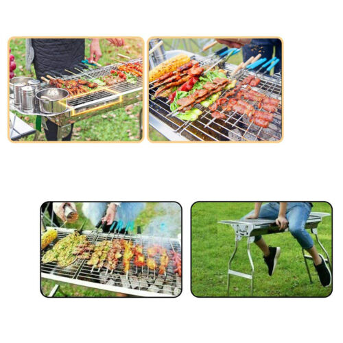 72 x 33cm Foldable Stainless Steel Outdoor Barbecue Rack Garden Party Outing BBQ - Picture 6 of 9