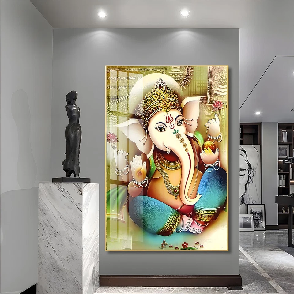 Lord Gunesha Hindu Vastu Shastra Crystal Porcelain painting with Aluminium frame - image 4 of 4