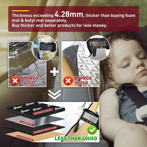32PCS Butyl Sound Deadener High Temp Resistant Foldable High Quality-50cm x 30cm - Picture 9 of 20