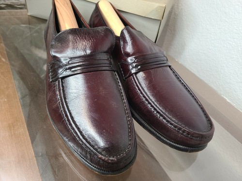Vintage Florsheim Leather Loafers, Retro Size 11, 33455 Blk Cherry Original Box - Picture 12 of 12