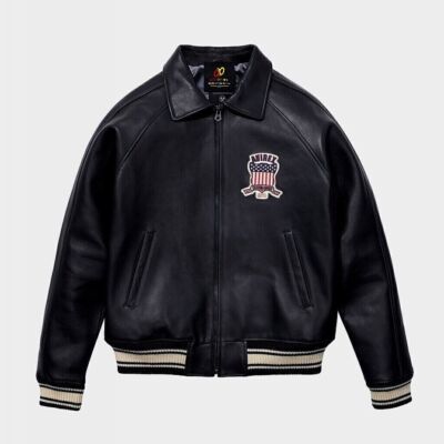 Mens Avirex Red Real Bomber American Flight Jacket Leather Jacket