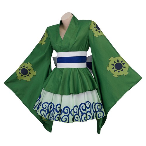 ONE PIECE Zoro Roronoa Cosplay Costume Anime Dress Kimono Outfit Summer Womens - Picture 9 of 10