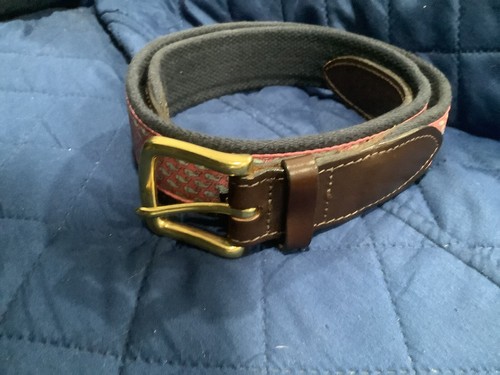 Vineyard Vines Shep & Ian Canvas Pink Belt Whales Sz 34 - Picture 1 of 8