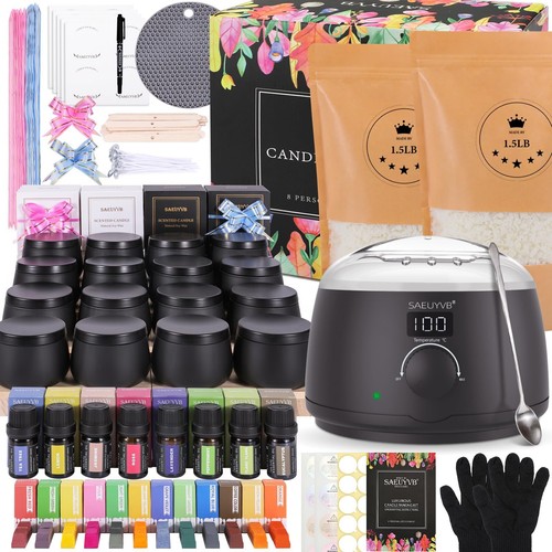Digital Candle Making Kit For Adults - Soy Wax Melts, Jars, Tealight Moulds, Digital Wax Melter & Scents