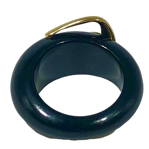 Ring mit schwarzer Onyx, 14 Karat Gelbgold und Diamantschnalle - Bild 4 von 11