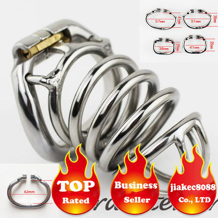 Stainless Steel 80mm Male Chastity Cage with Lock Ring-image