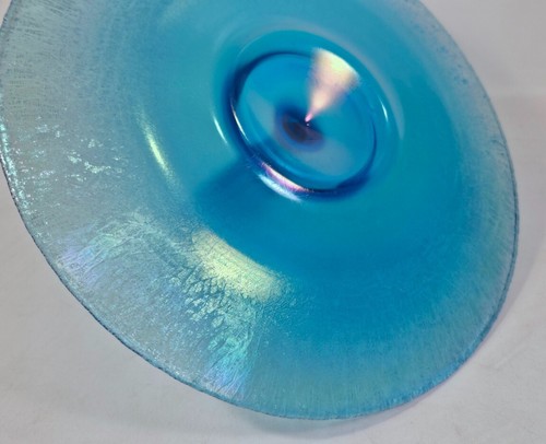 Fenton Celeste Blue Iridescent Glass Center Handle Tray Stunning - Picture 5 of 6