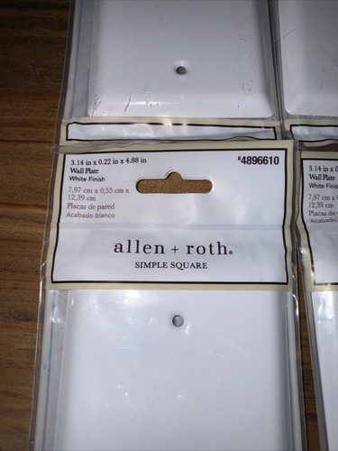 x4 Allen Roth Simple Square Wall Plate White Finish 3.14in 0.22in 4.88in LOT X4 - Picture 8 of 8
