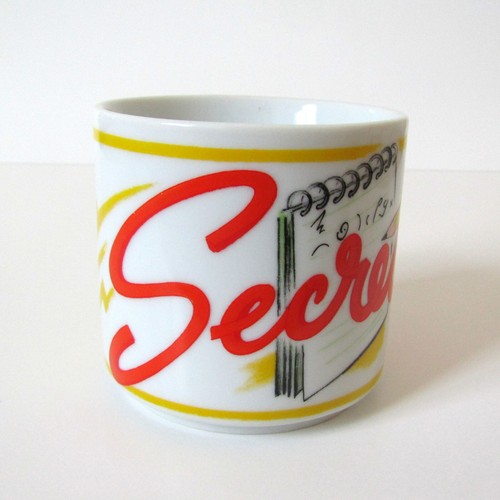 Taza vintage secretaria mediados de siglo años 50 60 plato pinup novedad oficina regalo - Imagen 3 de 12