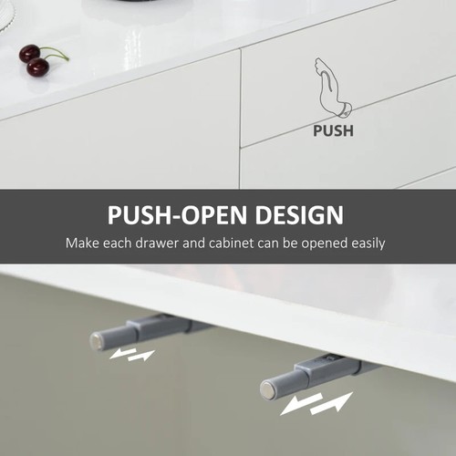 Sideboard High Gloss Cupboard Top Display Cabinet 2Drawers 3Doors Living Room - Picture 34 of 51