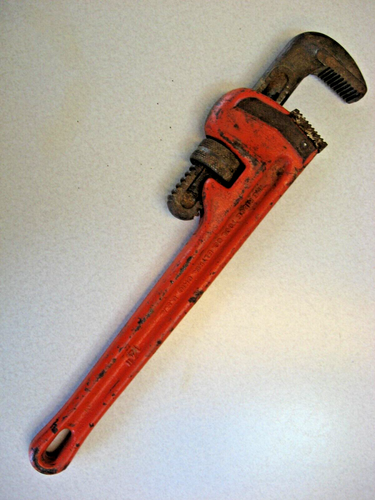 RIDGID TOOL CO 14" HEAVY DUTY RED STRAIGHT PLUMBING PIPE WRENCH MADE IN USA - Picture 2 of 4