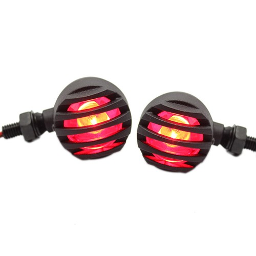 2x Aluminum Motorcycle Turn Signal Lights Red Bullet Blinker For Bobber Chopper - Picture 4 of 9