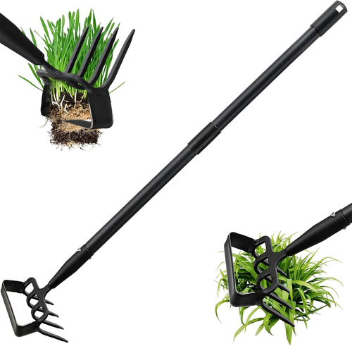 Garden Hoe for Weeding, Stirrup Hoe 62" Long Handle Scuffle Cultivator Hoe Garde - Picture 8 of 12