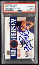 Brad Miller Signed 2009 Upper Deck USA Baseball Relic Card #GJU-33 PSA Authentic