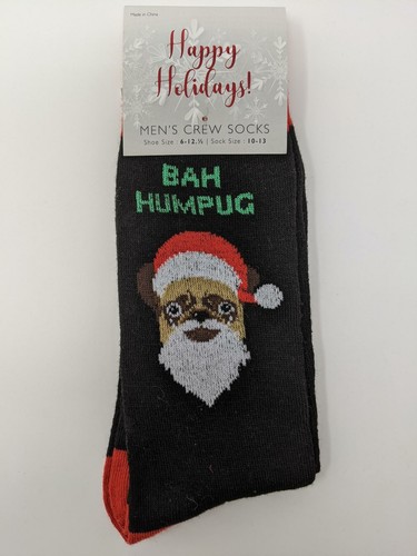 You Pick: Men's Happy Holidays Christmas Crew Socks- Dogs,Beer,Elves,Santa,Gifts - Picture 2 of 17