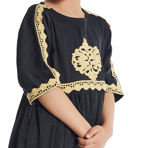 Children Kaftan Abaya Kids Girls Long Dress Muslim Robe Modest Islamic Robe Gown - Picture 157 of 256