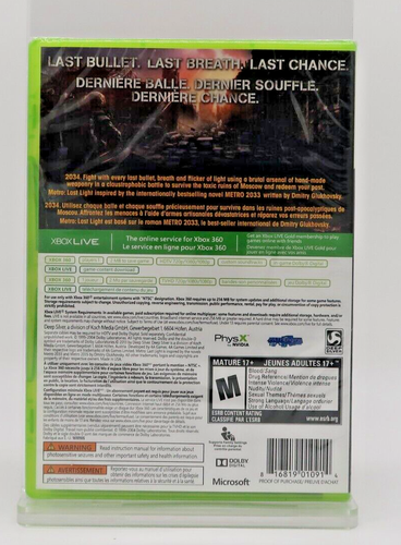 Metro: Last Light (Xbox 360, 2013) New Sealed - Picture 2 of 2