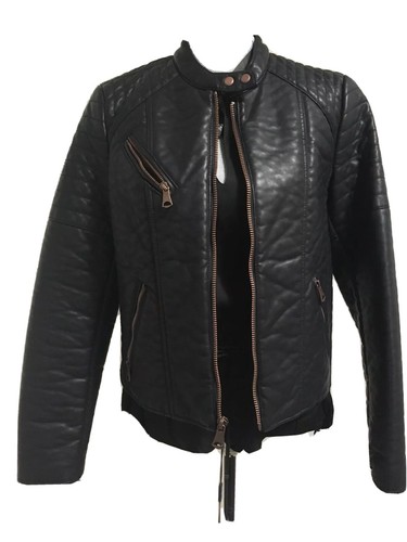 ANDREW MARC Blakely Faux Leather Moto Biker Jacket  Sz L - Imagen 9 de 12
