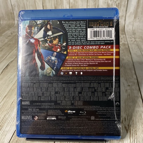 Iron Man 2 (Blu-ray, DVD Combo 2010) NEW Factory Sealed - Picture 2 of 3