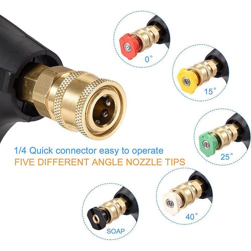 1/4" High Pressure Washer Gun 4000 PSI Car Wash Foam Spray Short Wand w/5 Nozzle - Picture 8 of 31